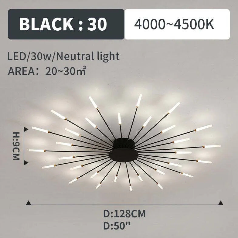 Black Chandelier For Bedroom Lowry Metal & Acrylic Led Natural Light Ip20