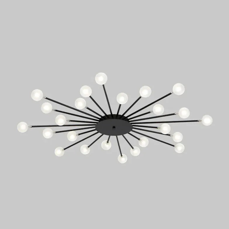 Black Semi-flush Light For Bedroom Lowry Metal & Glass Ip20 Led Without Bulbs