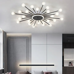 Black Semi-flush Light For Bedroom Lowry Metal & Glass Ip20 Led Without Bulbs