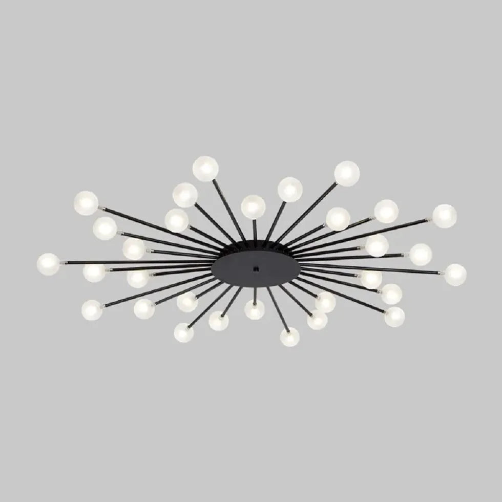 Black Semi-flush Light For Bedroom Lowry Metal & Glass Ip20 Led Without Bulbs