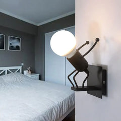 Black Single Arm Wall Light For Bedroom Luxo Metal Led Ip20