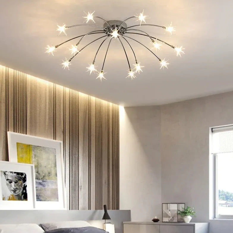 Black Flush Light For Bedroom Madina Metal & Glass Led Ip20 Warm White