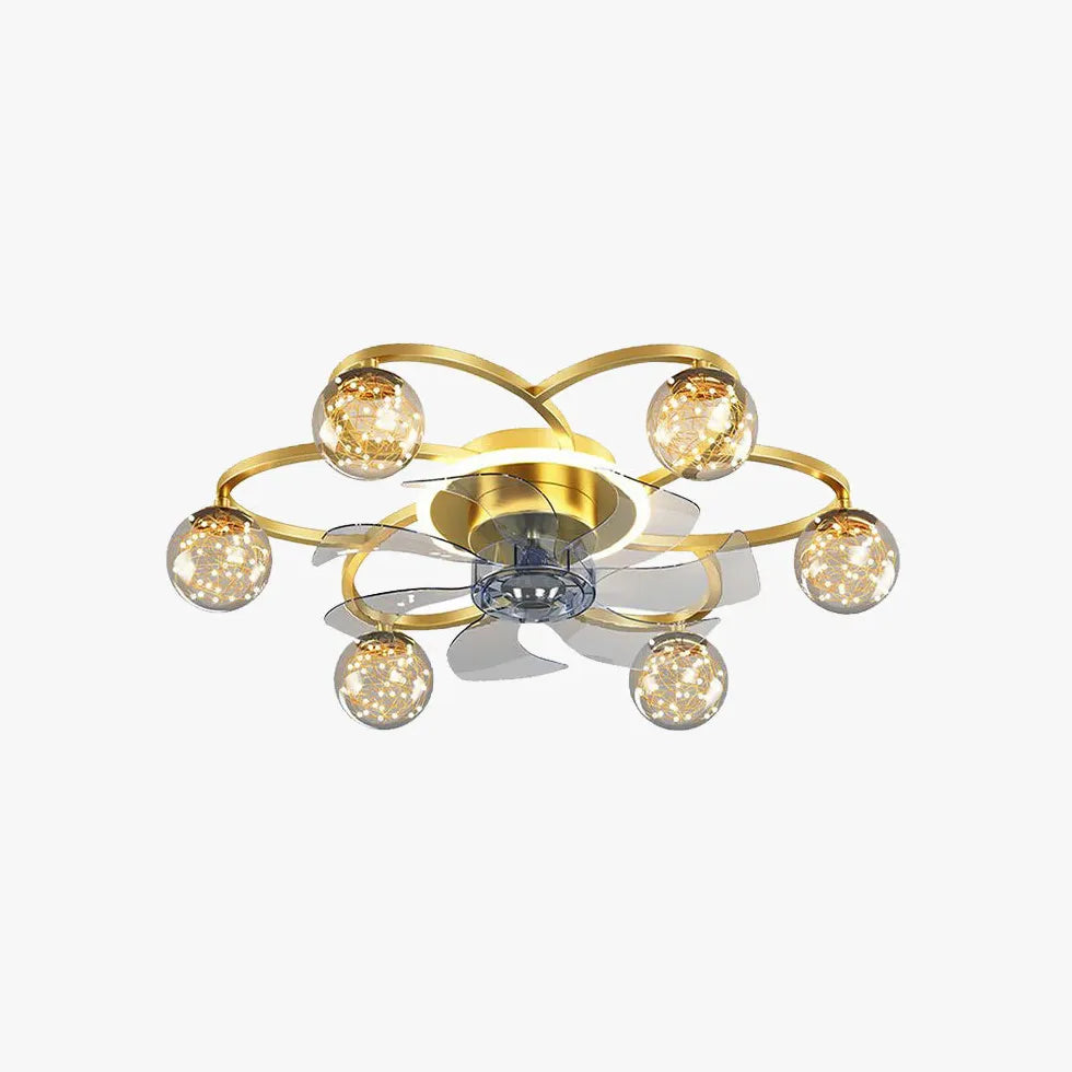 Gold Ceiling Fan With Light For Bedroom Madina Metal Led Dimmable Ip20