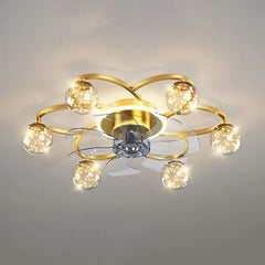 Gold Ceiling Fan With Light For Bedroom Madina Metal Led Dimmable Ip20