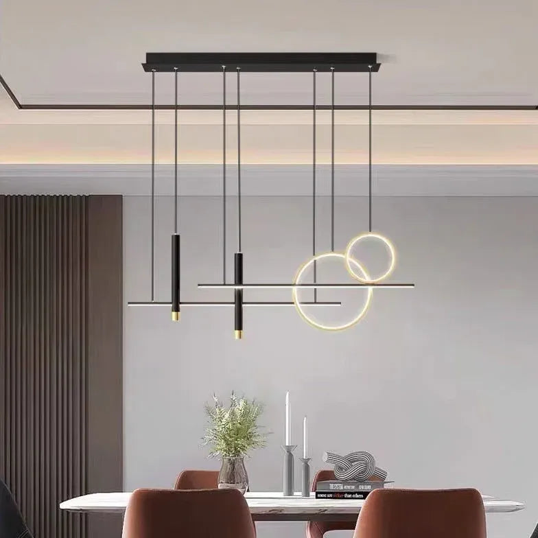 Black Statement Pendant Light For Office Modern Metal Led