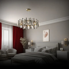 Gold Statement Pendant Light For Bedroom Marilyn Metal & Glass Warm White