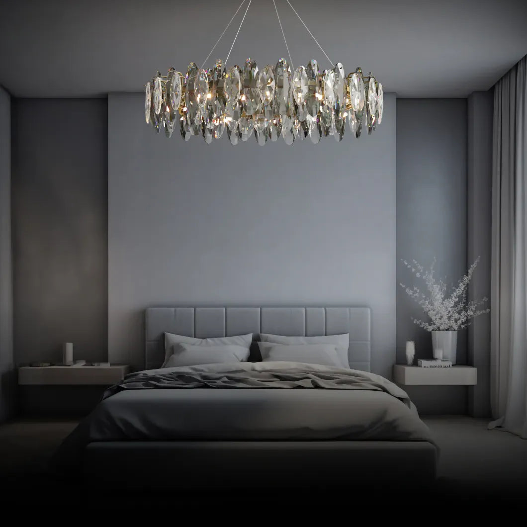 Gold Statement Pendant Light For Bedroom Marilyn Metal & Glass Warm White