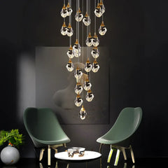 Gold Statement Pendant Light For Bedroom Marilyn Metal & Glass Led