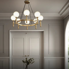 White Chandelier For Children's Room Marilyn Metal & Glass Led