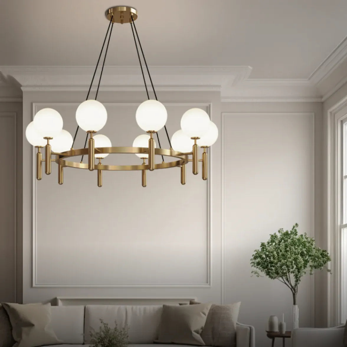 White Chandelier For Children's Room Marilyn Metal & Glass Led