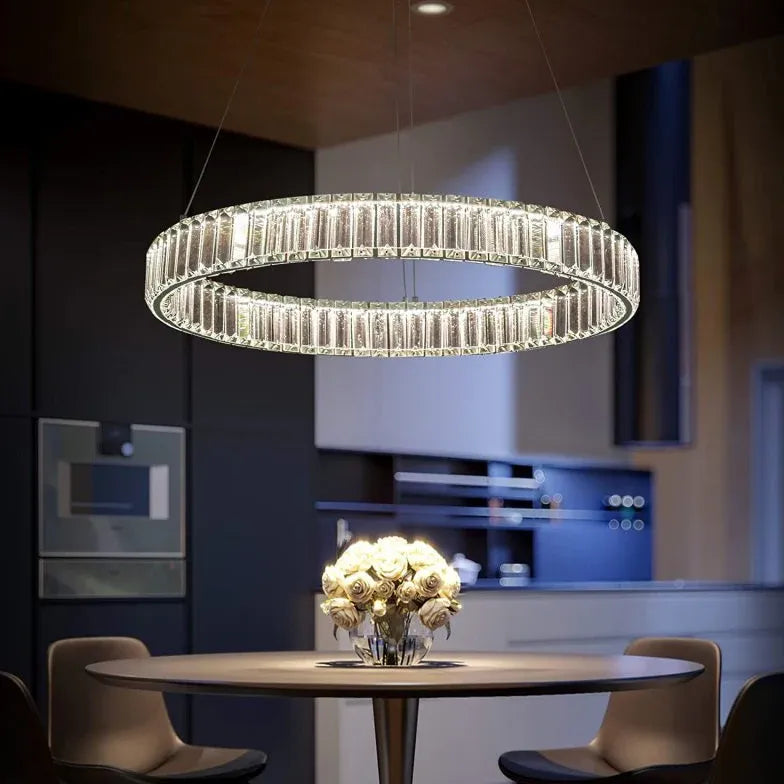 Modern Chandeliers For Bedroom Round Luxury Stainless Steel Warm White Led