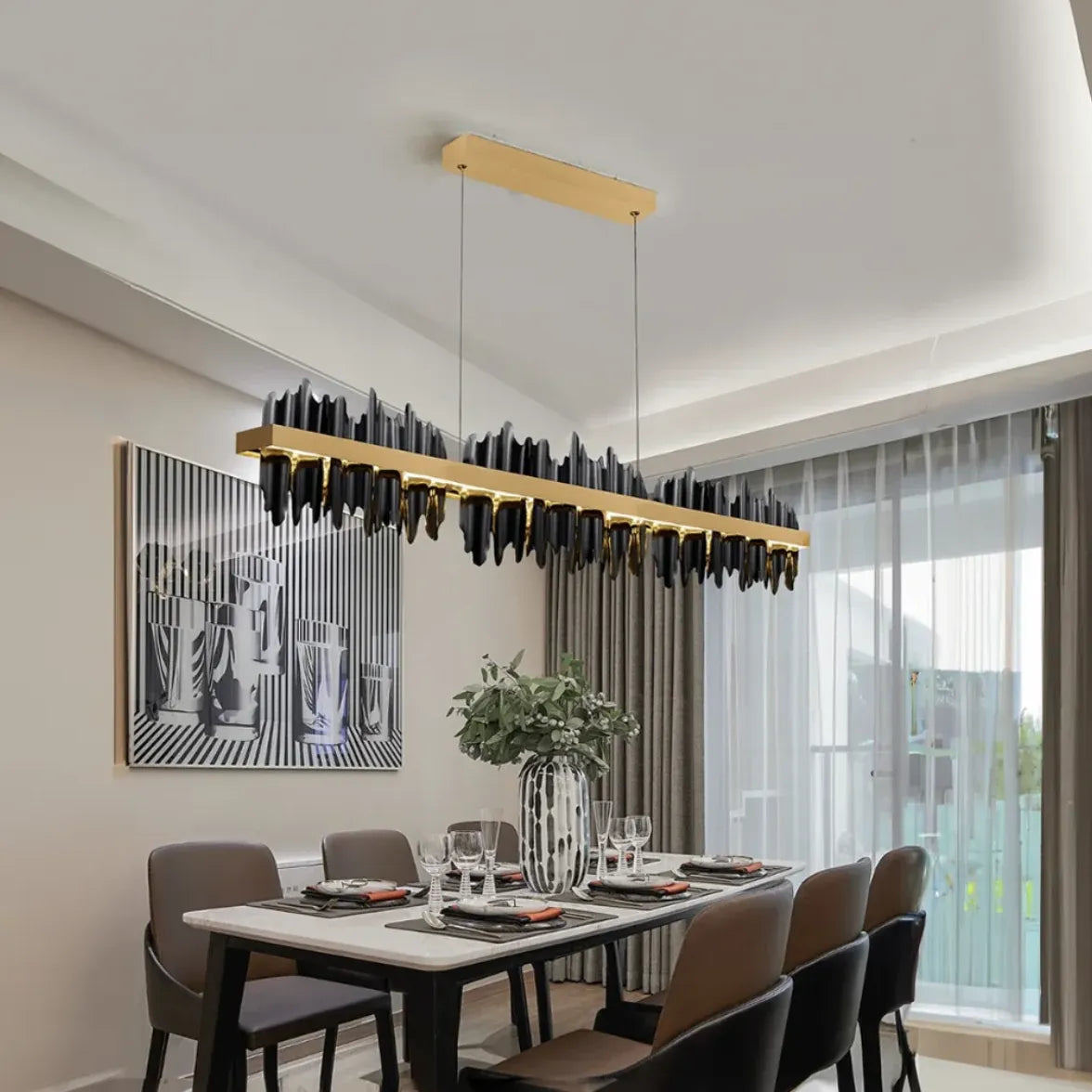 Black Statement Pendant Light For Bedroom Marilyn Metal Warm White Led