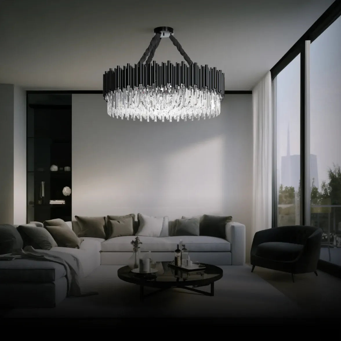 Black Statement Pendant Light For Children's Room Marilyn Metal & Crystal Without Bulbs Led Ip20