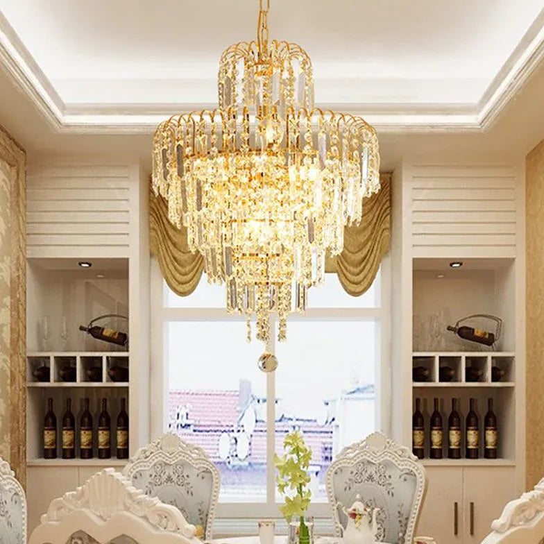 Gold Statement Pendant Light For Living Room Marilyn Crystal