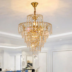 Gold Statement Pendant Light For Living Room Marilyn Crystal