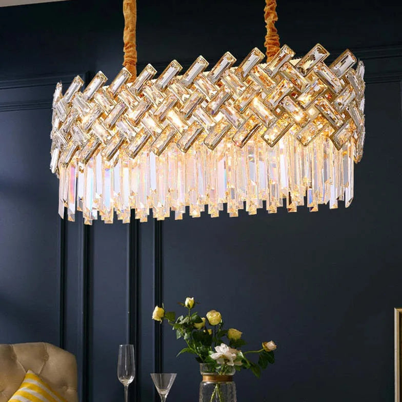 Gold Modern Chandeliers For Bedroom Postmodern Metal & Crystal Led Ip20