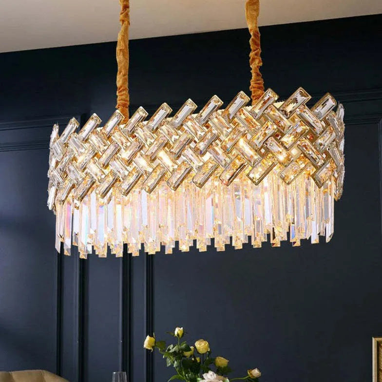 Gold Modern Chandeliers For Bedroom Postmodern Metal & Crystal Led Ip20