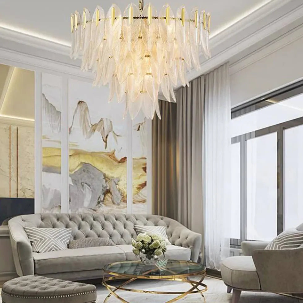 Gold Statement Pendant Light For Bedroom Marilyn Metal & Crystal