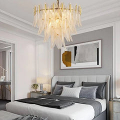 Gold Statement Pendant Light For Bedroom Marilyn Metal & Crystal