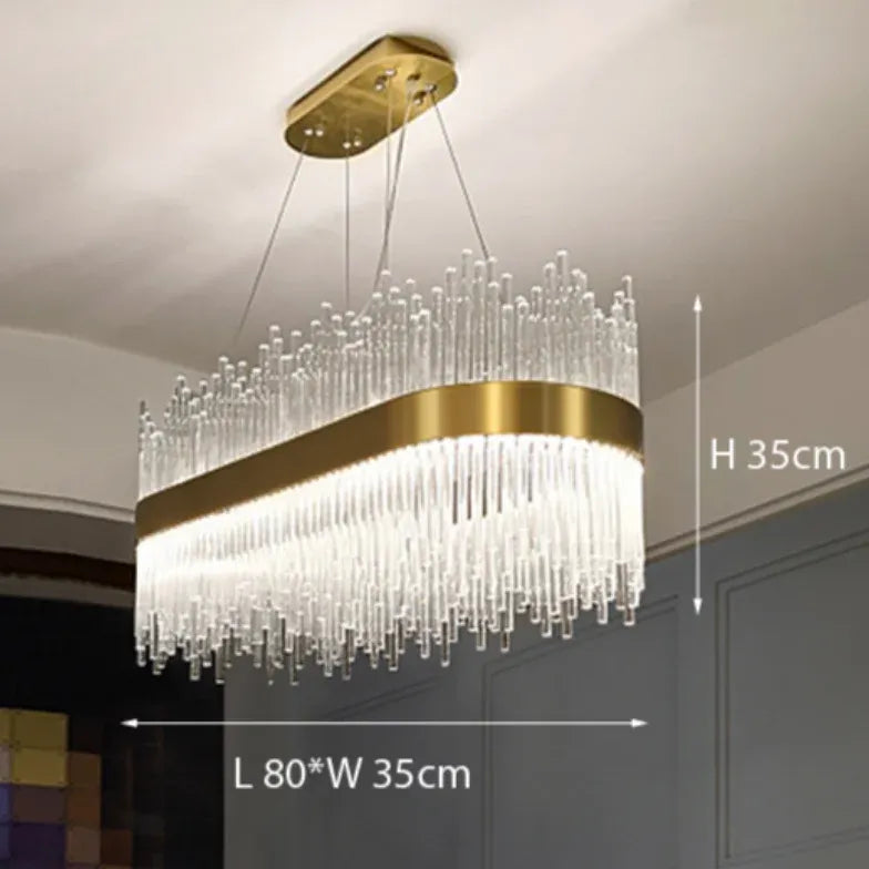 Gold Modern Chandeliers For Bedroom Round Modern Metal & Glass Dimmable Led Strip