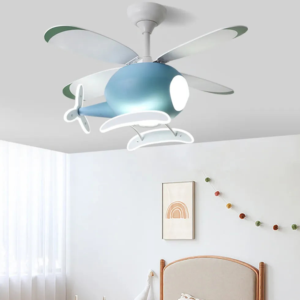 Blue Ceiling Fan With Light For Study Room Minori Metal & Acrylic Led Ip20 Dimmable