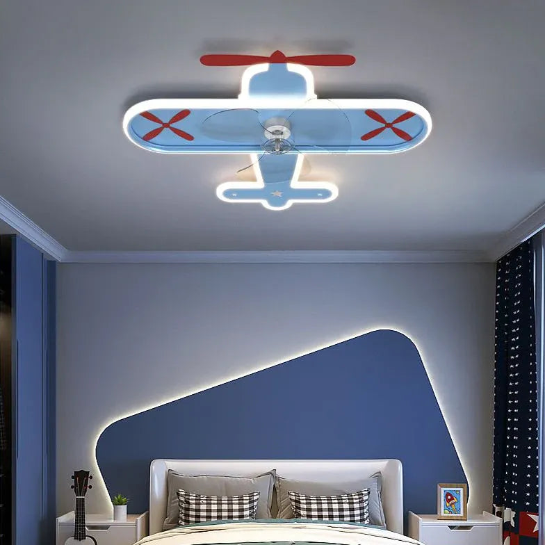 Blue Ceiling Fan With Light For Bedroom Minori Metal Led Dimmable Ip20