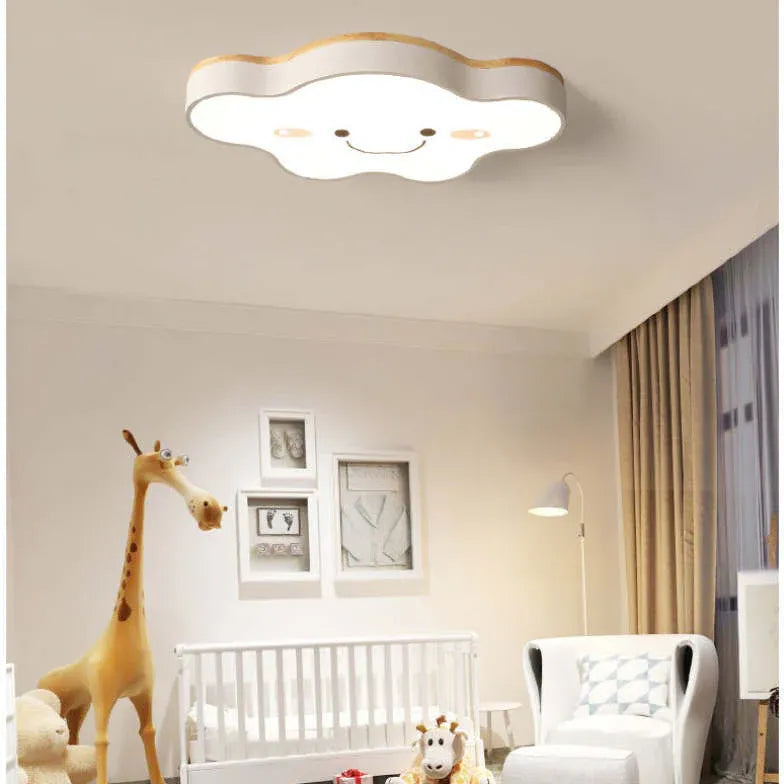 Creative Art Cloud Led Flush Light Wood