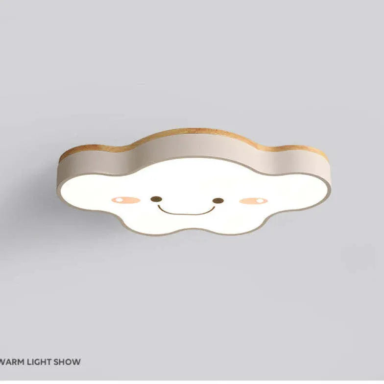 Creative Art Cloud Led Flush Light Wood