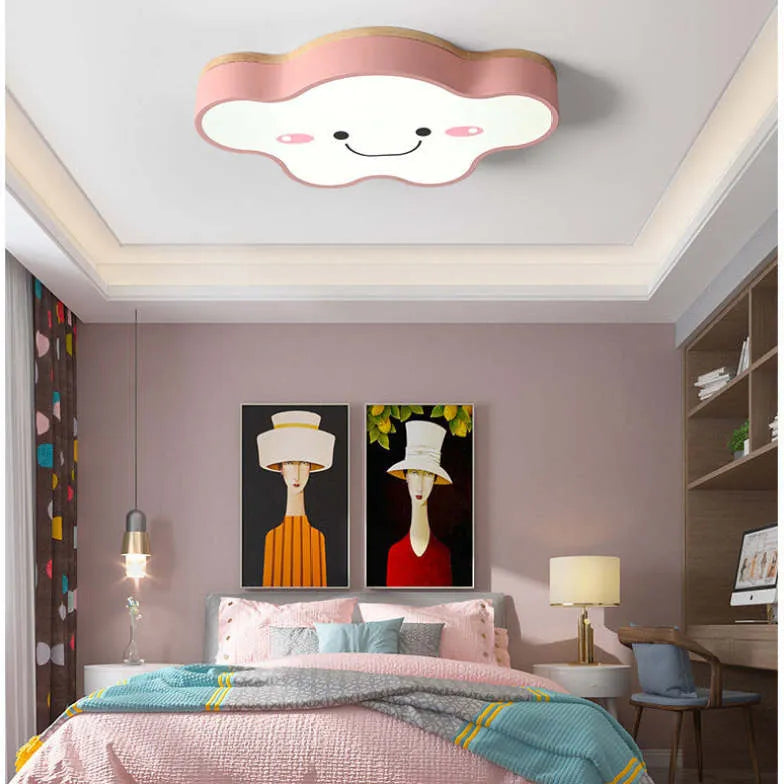 Creative Art Cloud Led Flush Light Wood