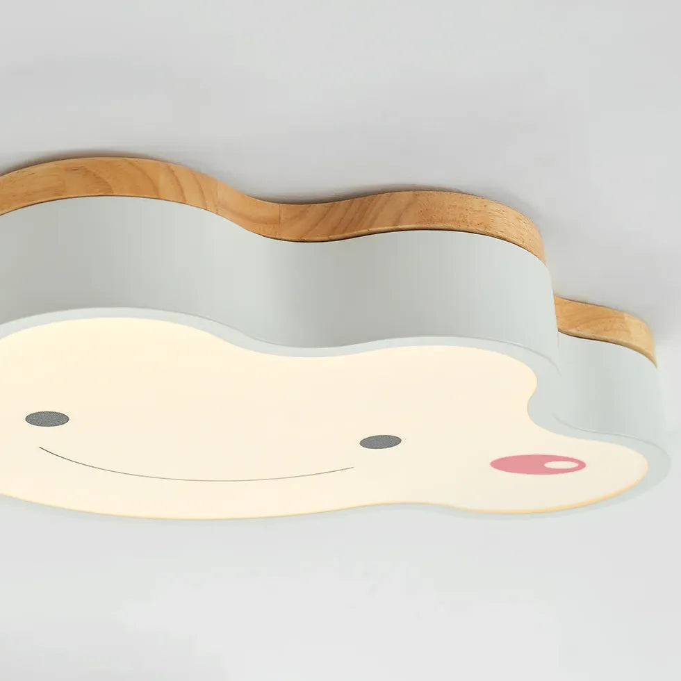 Creative Art Cloud Led Flush Light Wood