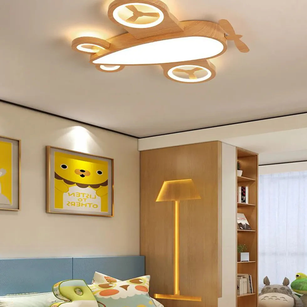 Flush Light For Children's Room Minori Wood Led