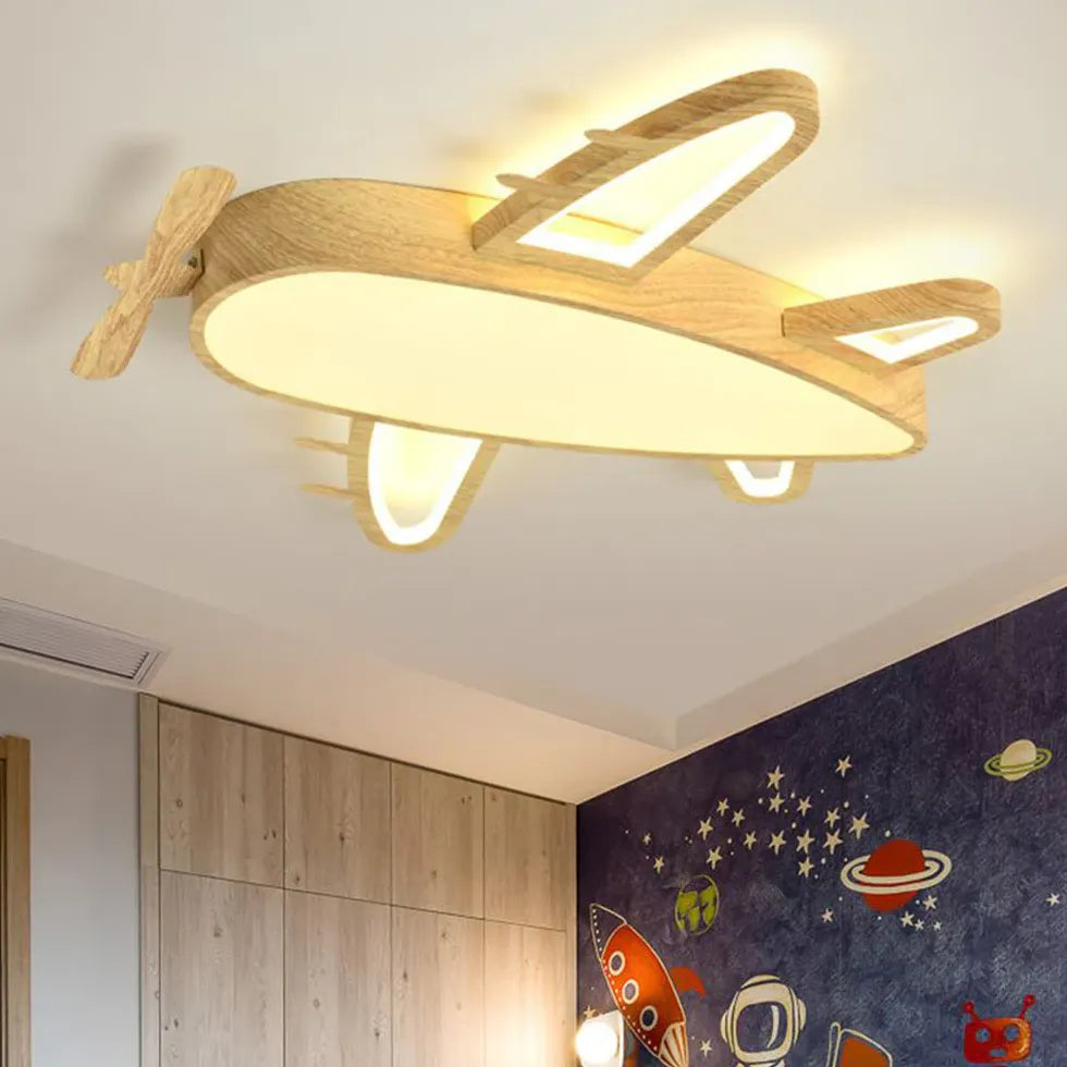 Flush Light For Children's Room Minori Wood Led