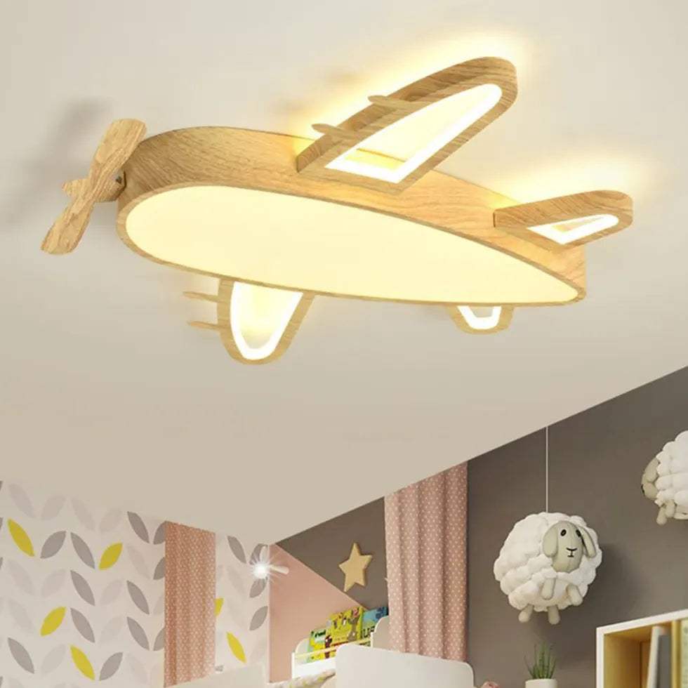 Flush Light For Children's Room Minori Wood Led