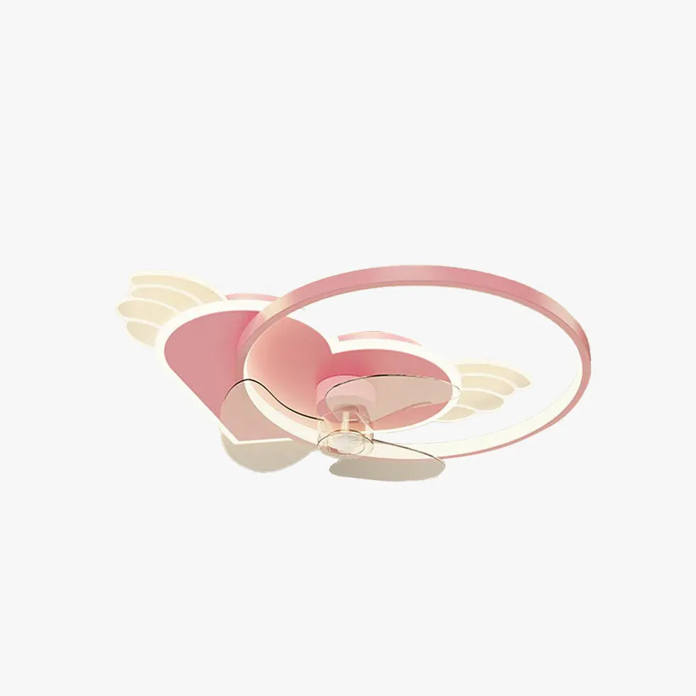 Pink Ceiling Fan With Light For Bedroom Minori Metal Led