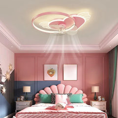 Pink Ceiling Fan With Light For Bedroom Minori Metal Led