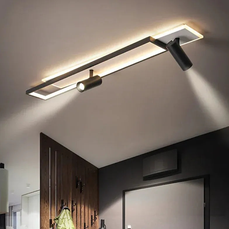 Black Spotlight Rectangular Modern Metal