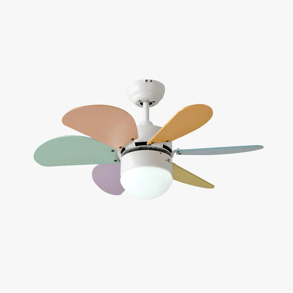 Ceiling Fan With Light For Study Room Round Morandi Metal & Acrylic