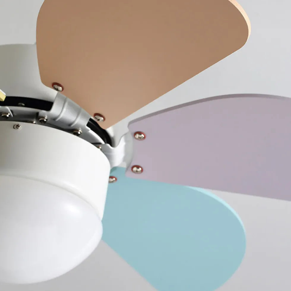 Ceiling Fan With Light For Study Room Round Morandi Metal & Acrylic