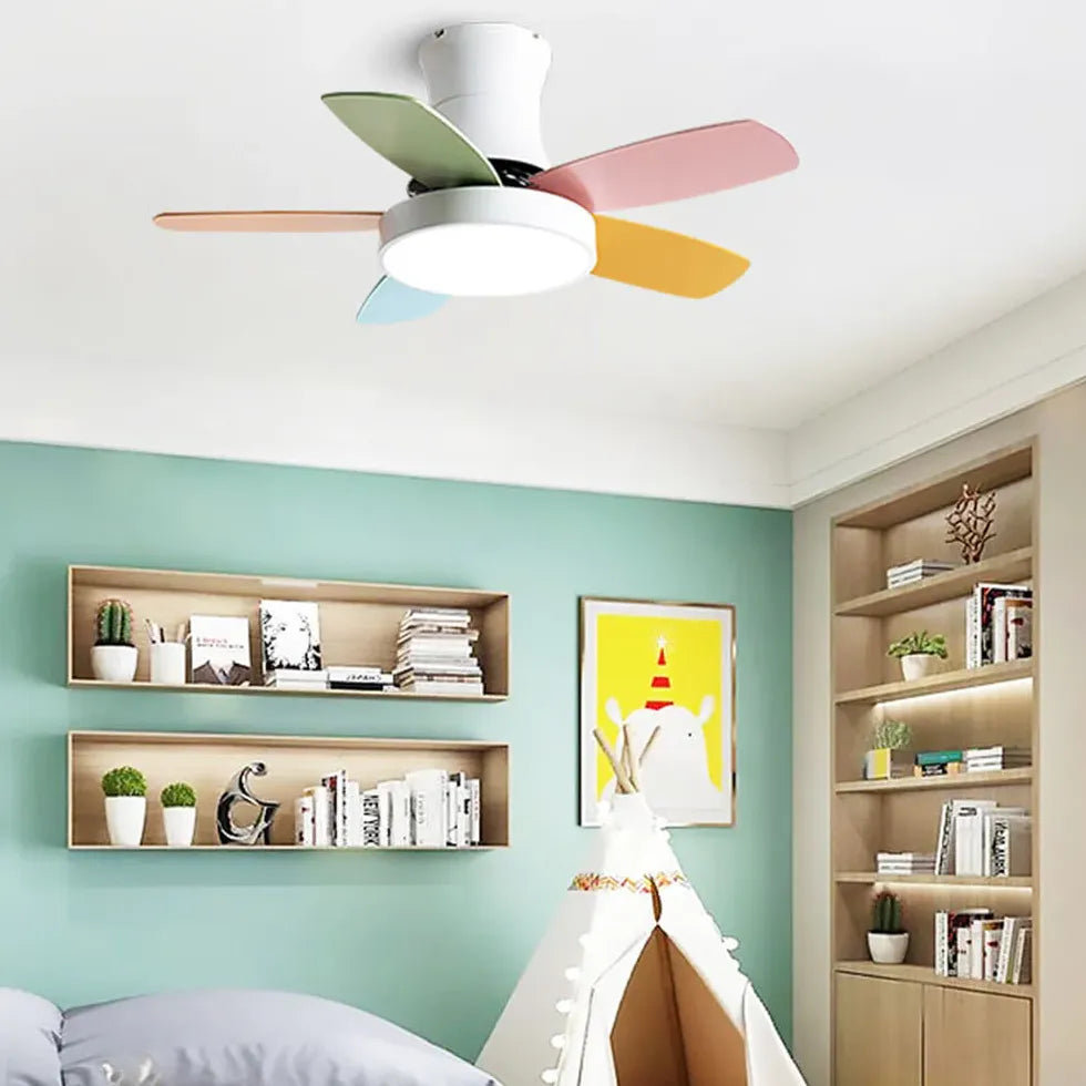 Ceiling Fan With Light For Study Room Morandi Metal & Abs Dimmable Led Ip20