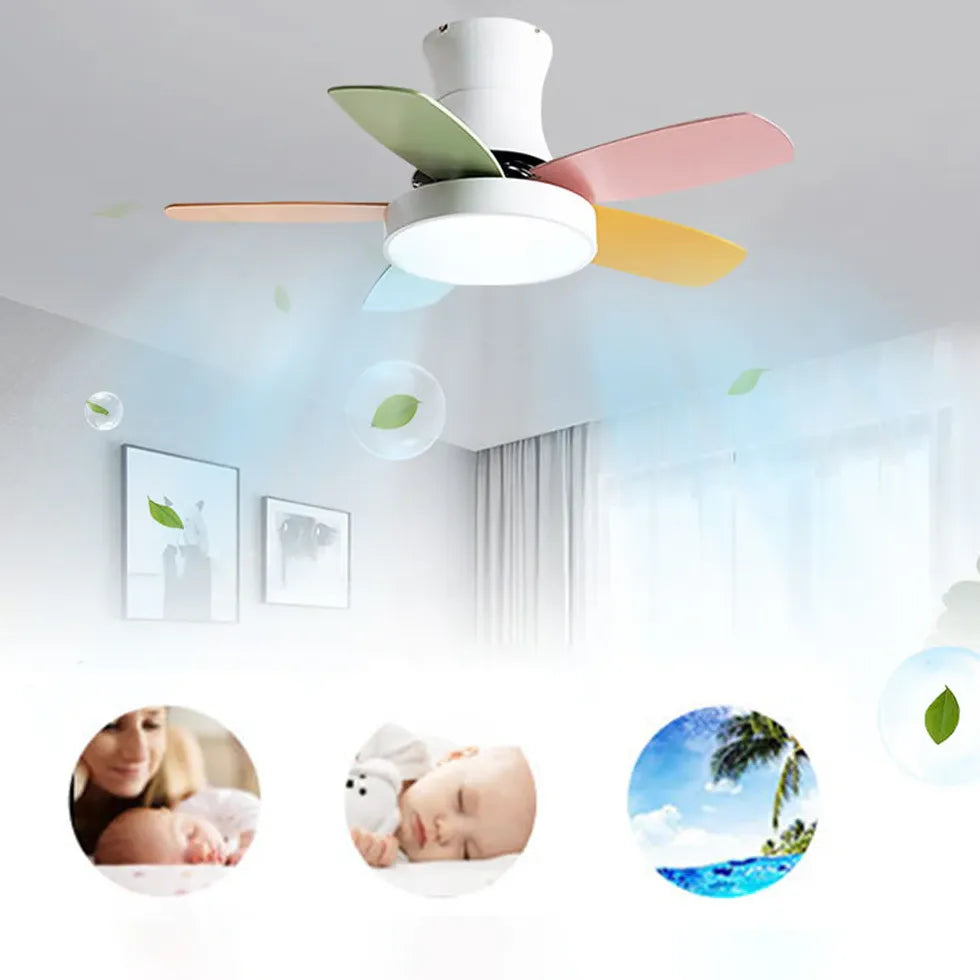 Ceiling Fan With Light For Study Room Morandi Metal & Abs Dimmable Led Ip20