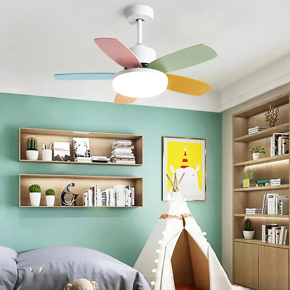 Ceiling Fan With Light For Study Room Morandi Metal & Abs Led