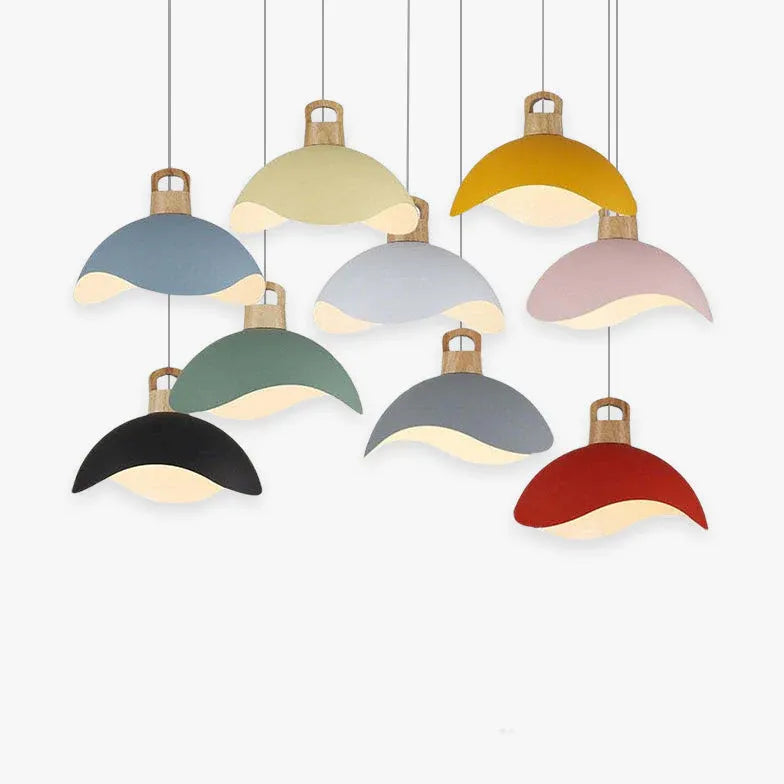 Morandi Colorful Shade Single Pendant Light, Wood