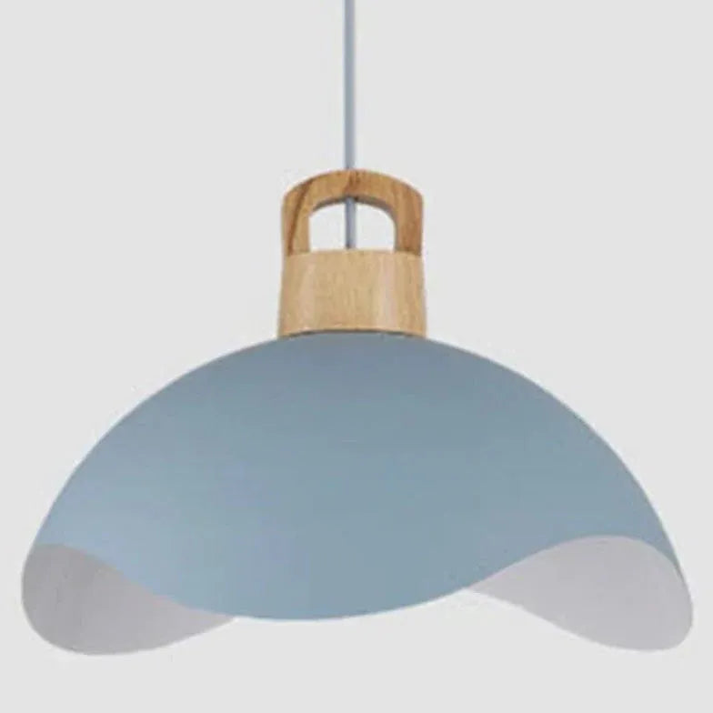 Morandi Colorful Shade Single Pendant Light, Wood