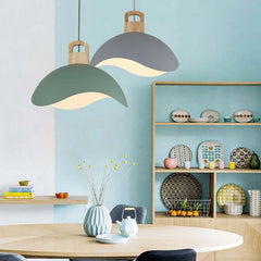 Morandi Colorful Shade Single Pendant Light, Wood