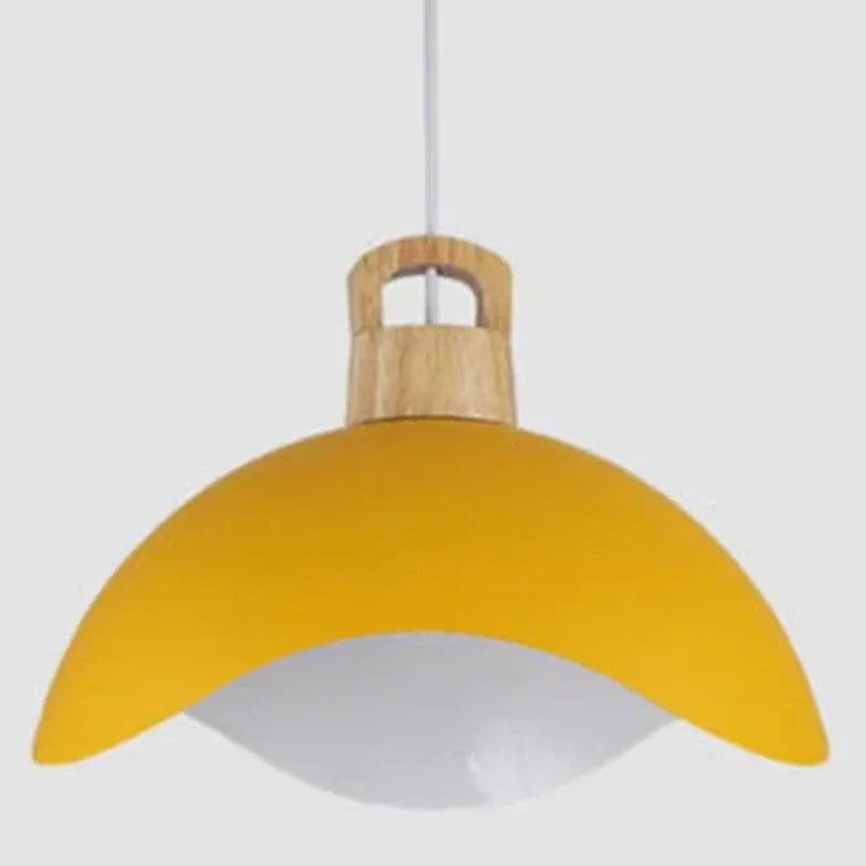 Morandi Colorful Shade Single Pendant Light, Wood