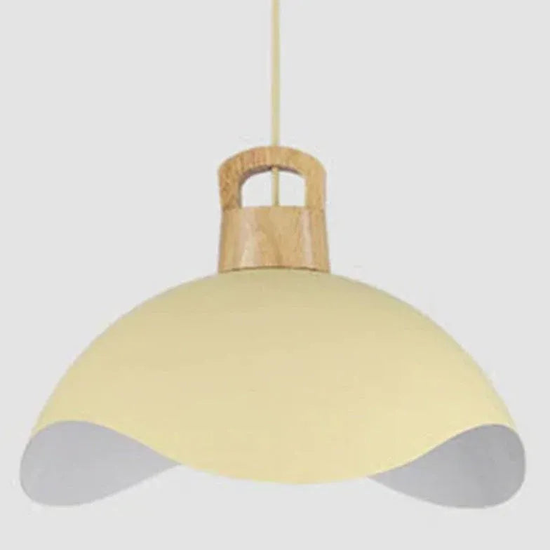 Morandi Colorful Shade Single Pendant Light, Wood