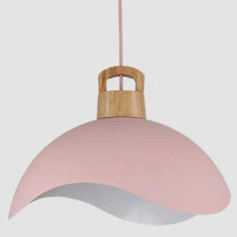 Morandi Colorful Shade Single Pendant Light, Wood