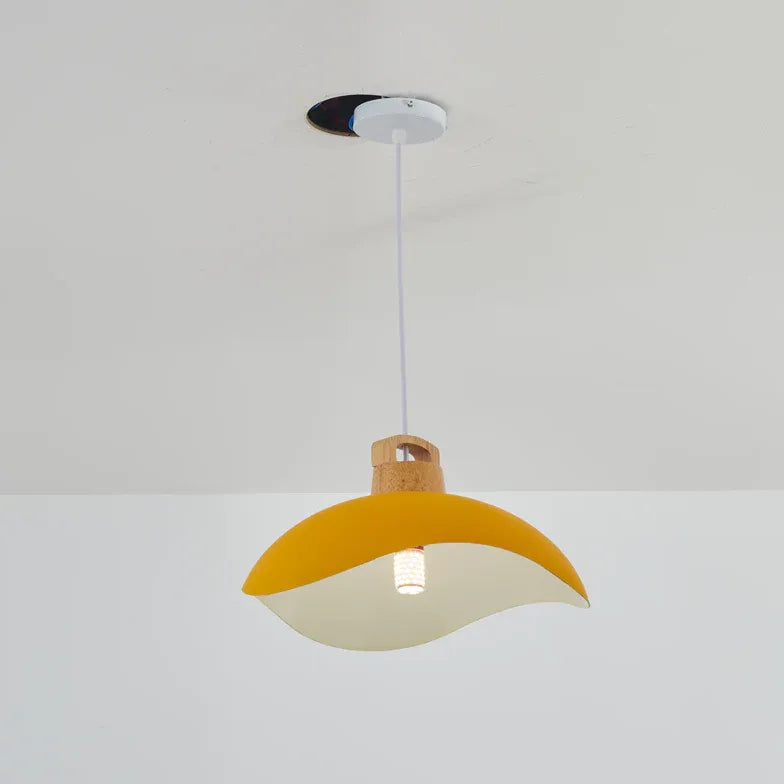 Morandi Colorful Shade Single Pendant Light, Wood