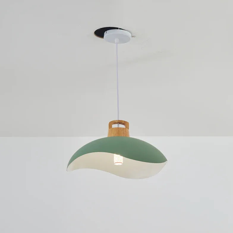 Morandi Colorful Shade Single Pendant Light, Wood