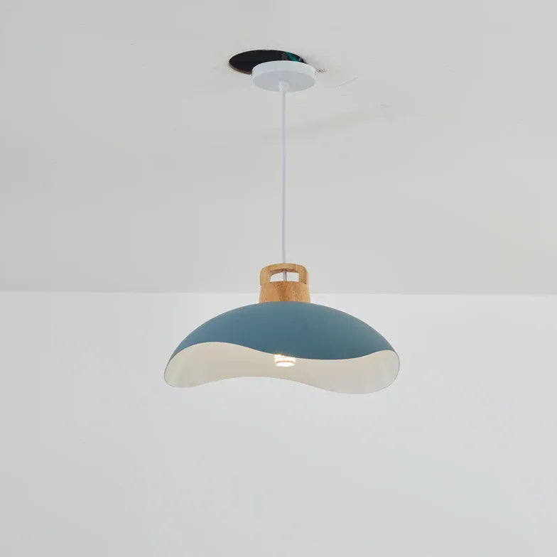 Morandi Colorful Shade Single Pendant Light, Wood